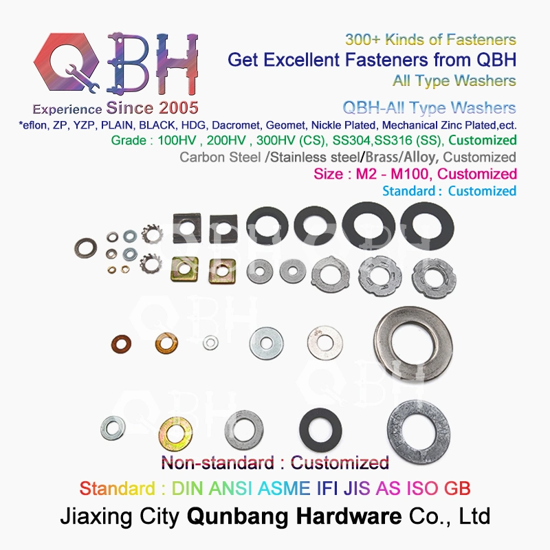 Qbh DIN125 DIN127 F436 F959 DIN6919 DIN934 DIN936 All Type Zp/Yzp/Bzp/Plain/Black/HDG/Dacromet/Geomet/Nickle Plated Washers
